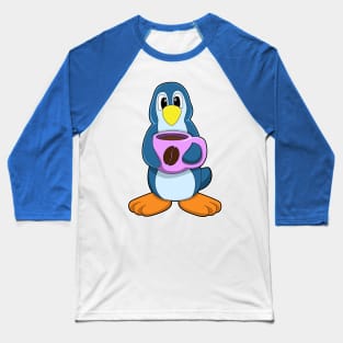 Penguin with Cup of Coffee Baseball T-Shirt